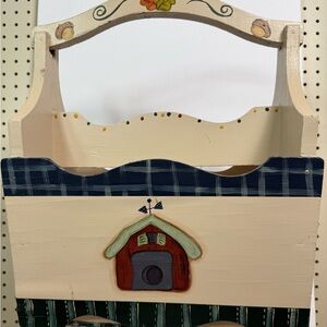 Adorable Vintage Hand-Painted Wooden Magazine Rack